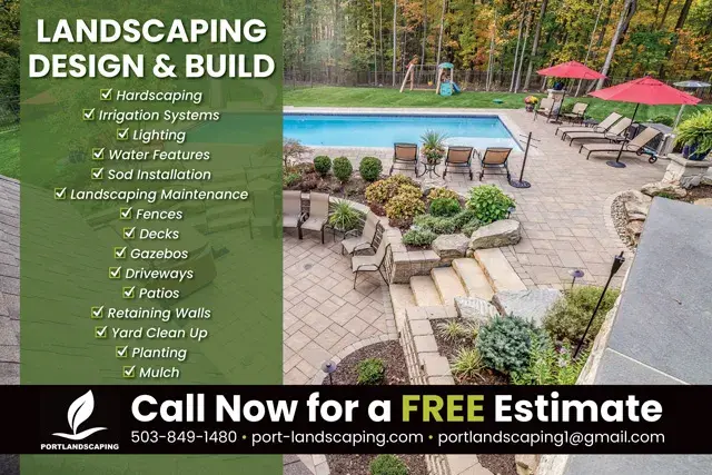 An example of the front of a direct mail postcard for a landscaping company