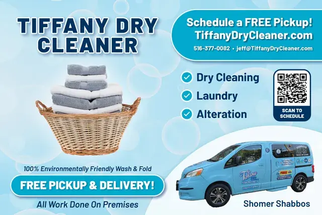 An example of the front of a direct mail postcard for a dry cleaner