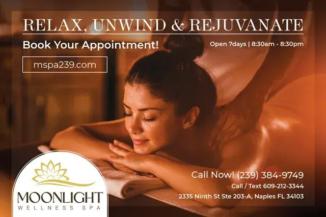 An example of the front of a direct mail postcard for a wellness spa