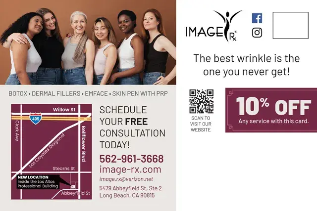 An example of the back of a direct mail postcard for med spa