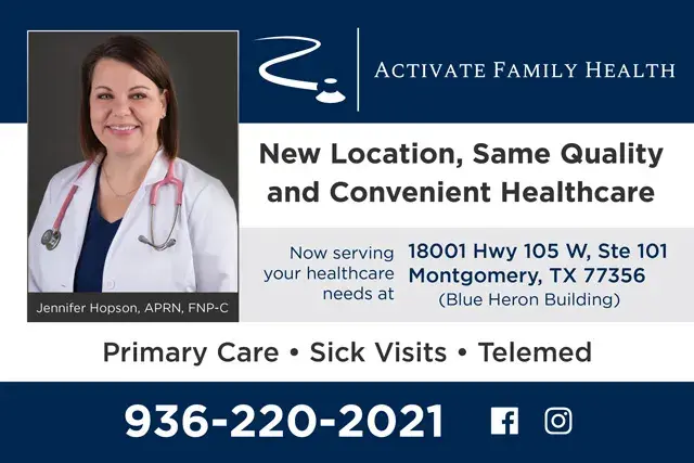 An example of the front of a direct mail postcard for a family care practice