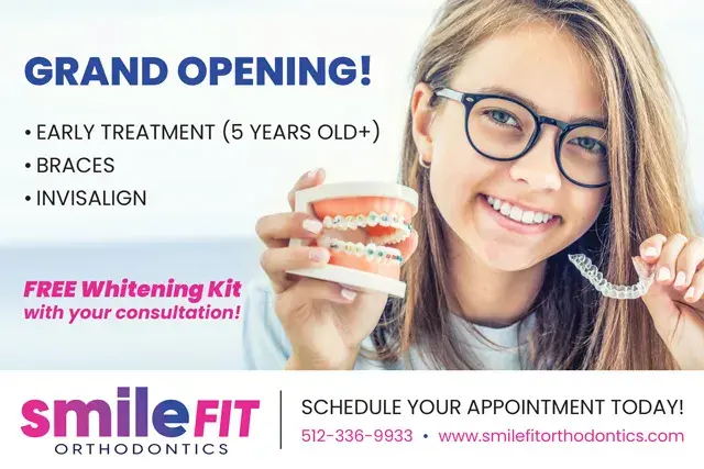 An example of the front of a direct mail postcard for an orthodontist's officeAn example of the front of a direct mail postcard for an orthodontics office