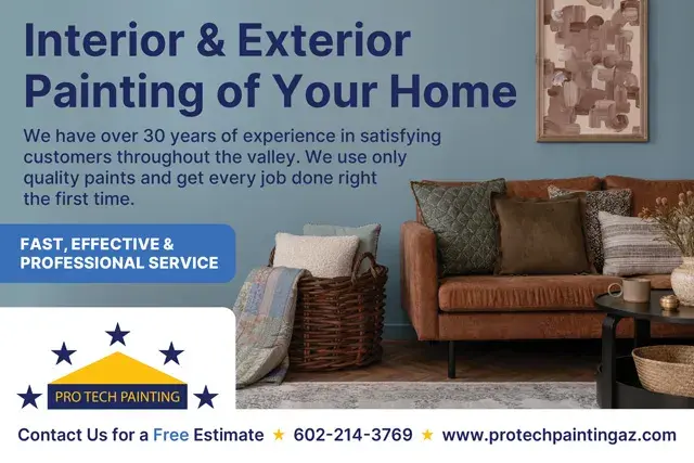An example of the front of a direct mail postcard for a residential painting contractor