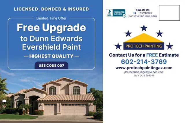 An example of the back of a direct mail postcard for a residential painting contractor