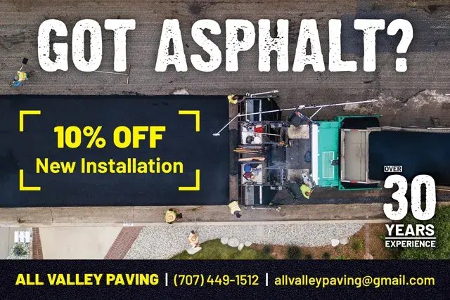 An example of the front of a direct mail postcard for an asphalt contractor