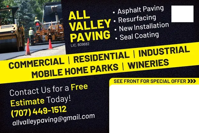 An example of the back of a direct mail postcard for an asphalt contractor