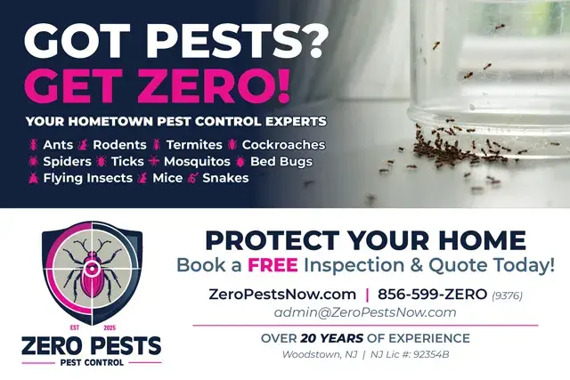 An example of the front of a direct mail postcard for a pest control company