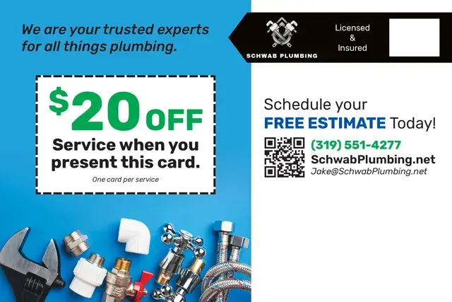 An example of the back of a direct mail postcard for a plumbing contractor