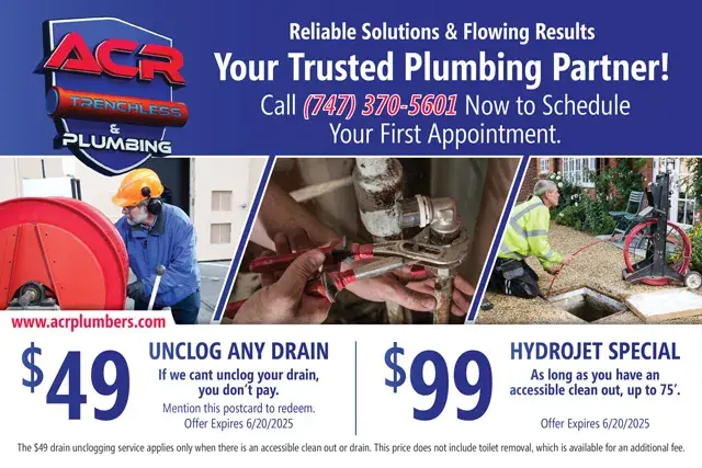 An example of the front of a direct mail postcard for a plumber