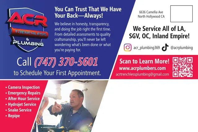 An example of the back of a direct mail postcard for a plumber