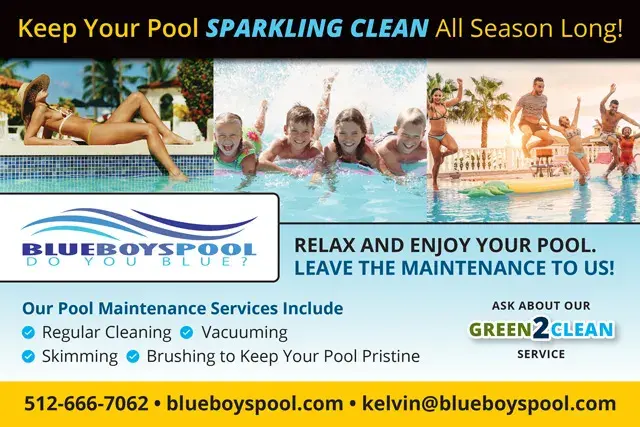 An example of the front of a direct mail postcard for a pool service company