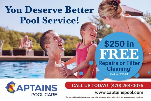 An example of the front of a direct mail postcard for a pool service company