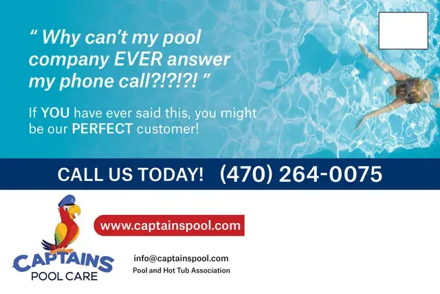 An example of the back of a direct mail postcard for a pool service company