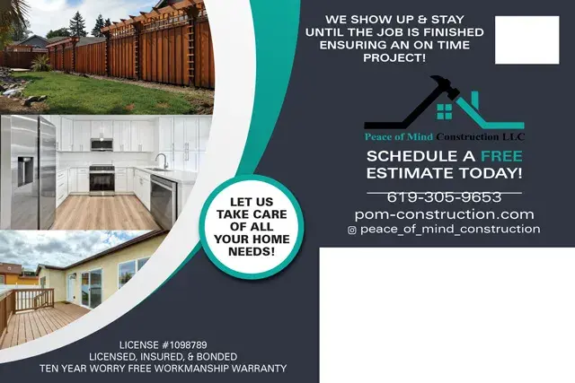 An example of the back of a direct mail postcard for a general contractor