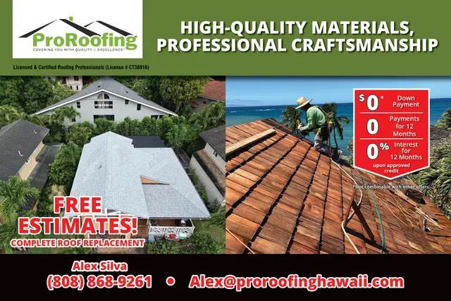 An example of the front of a direct mail postcard for a roofer