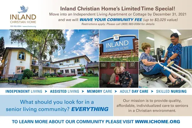 An example of the front of a direct mail postcard for a Christian senior home
