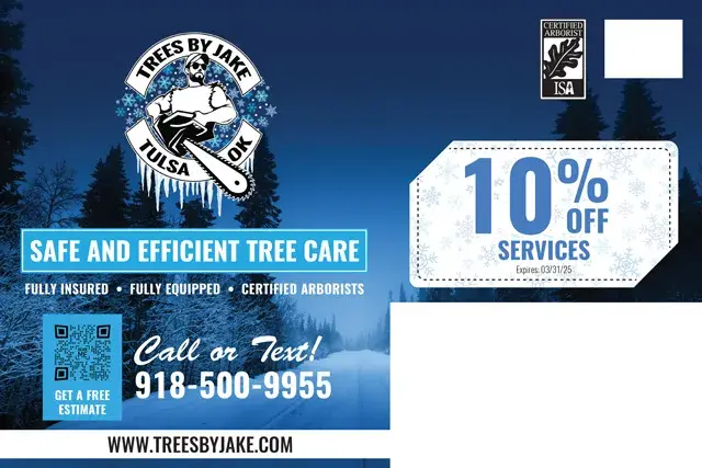 An example of the back of a direct mail postcard for a professional tree care service