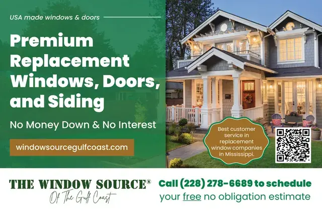 An example of the front of a direct mail postcard for a windows and doors contractor
